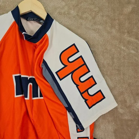 rnh bike Cycle 3/4 Zip Cycling Jersey Men's Size L Orange T-Shirt Short Sleeve - Picture 7 of 10